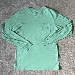 Vineyard Vines Long Sleeve Pocket Shirt Whale Back Cotton Green size xs